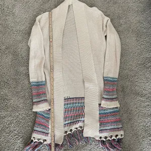 ROXY Near Future Knit Fringe Cardigan Open Front Long Sleeve Size Medium thumbnail 8