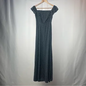 Lulus Dream Love Polka‎ Dot Off-the-Shoulder Maxi Dress In Navy Blue Size Small thumbnail 6