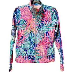 Lilly Pulitzer Luxletic Full Zip Hadlee‎ Athletic Pineapple Print Jacket XS thumbnail 1
