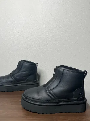 UGG Matte Black Neumel Platform Zip Up Boots Size 5 thumbnail 3