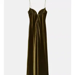 Zara‎ velvet STRAPPY bottle green maxi dress thumbnail 4