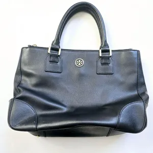 Tory Burch Robinson Double Zipper Leather Black Tote thumbnail 2