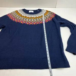 Old Navy Women Navy‎ Blue Fair Isle Long Sleeves Knit Pullover Sweater XL Tall thumbnail 6