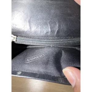 Coach Multifunction Wallet Classic Black Leather Bifold Y2K 90s Bedford Keyring thumbnail 5