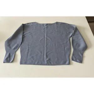 Uniqlo Women Size M Blue 100% Cotton Cocoon Knit Boatneck Sweater thumbnail 2