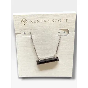 Kendra Scott Leanor Black Mother of Pearl Bar Necklace Rhodium Plated NWT thumbnail 2