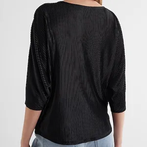 Sheer Black Ribbed Dress Top thumbnail 3
