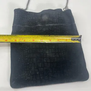 Free People Black Leather Suede Small Crossbody Bag Chain Strap Boho Equestrian thumbnail 4