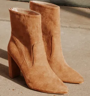 ⚜️ 3/$25 ⚜️ NWOT Lulus Phoenix Brown Suede Pointed-Toe Ankle Booties, size 8. thumbnail 1