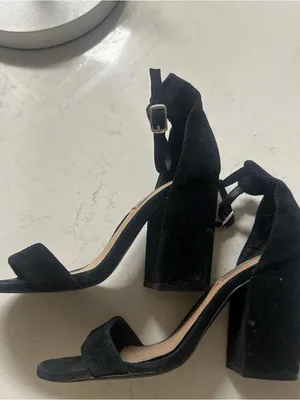 Steve Madden Black Suede Block Heel Sandals with Ankle Tie thumbnail 3