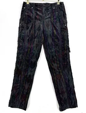 Marrakech Women 29 Printed Corduroy Cargo Pants Multicolor Y2K Boho Utility Art thumbnail 1