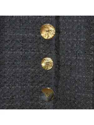 Zara Woman Black Tweed Boucle Long Jacket Coat Size L Gold Statement Buttons thumbnail 6