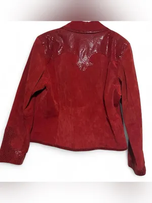 Cripple Creek Women's Red Real Suede Blazer with Embossed Trim thumbnail 6