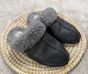 UGG Women’s Scuffette II Serein Slippers Slip-On Shearling Lined Black Sparkle 8 thumbnail 1