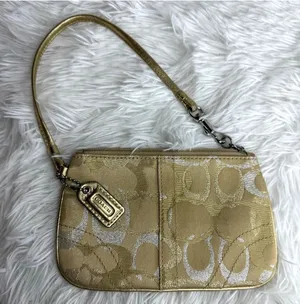 COACH Gold Silver Signature Wristlet thumbnail 1