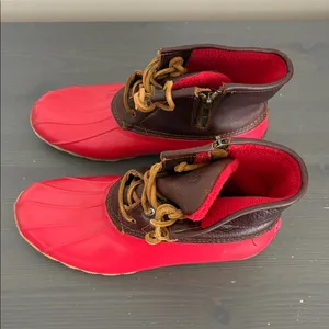 Sperry Women’s Waterproof Duck Boots Red Brown Leather‎ Fleece Lined Size 8 thumbnail 2