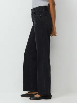 Aritzia Denim‎ Forum The Farrah Hi-Rise Wide Black Jeans Sz 27 thumbnail 2