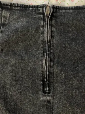 Gray denim mini skirt. thumbnail 8