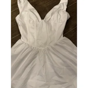 Naked Wardrobe SHIRTING V-NECK CORSET‎ MINI DRESS White Size XS thumbnail 4