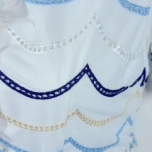 Boutique Blue White Eyelet Cottagecore Midi Dress Tie Waist XL thumbnail 10