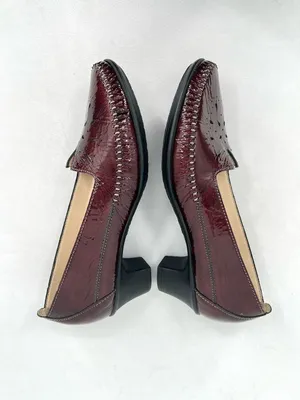 SAS Sonyo Bordo Burgundy Red Patent Leather Slip On Comfort Heels Pumps Women 8M thumbnail 4