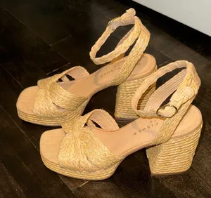Marc Fisher Natural Woven Platform Sandals thumbnail 1