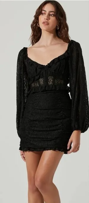 ASTR Black Lace Corset Mini‎ Dress Women's Size S Coquette Date Night thumbnail 1