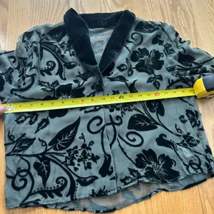 Vintage Carol Anderson 2pc Set Green Velvet Floral Jacket & Maxi Dress Medium‎ thumbnail 9