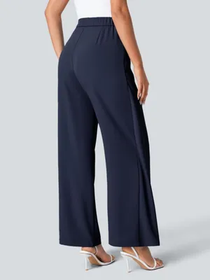 Halara Flex High Waisted Wide Leg Pants Tie in Peacoat Navy Blue Small Tall New thumbnail 4