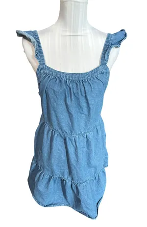 Smocked Denim Sundress Tiered Size M thumbnail 1
