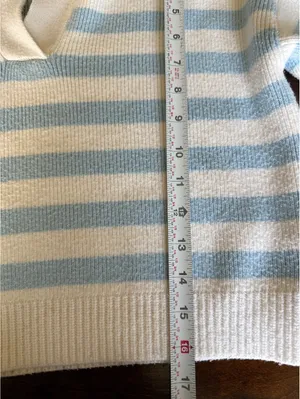 Sincerely Jules Striped Knit Sweater with Collar, Size Small thumbnail 7