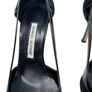 Manolo Blahnik Black Suede Patent D’Orsay Pumps Bow Detail Women’s EU 38.5 thumbnail 4