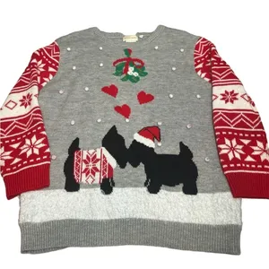 Scottie Dog Jeffrey Banks‎ Christmas Sweater Size Small/Medium thumbnail 1