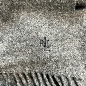 Lauren Ralph Lauren 100% Lambswool Monogram Scarf Quiet Luxury Preppy Classic thumbnail 7
