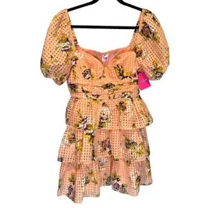 Buddy Love NWT Natural Conner Short Lace Mini Dress in Coral - size Medium thumbnail 2