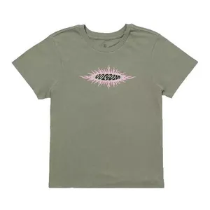 Volcom Juniors’ Sunburst Crewneck Cotton Short‑Sleeve Baby T‑Shirt Dusty Green S thumbnail 1