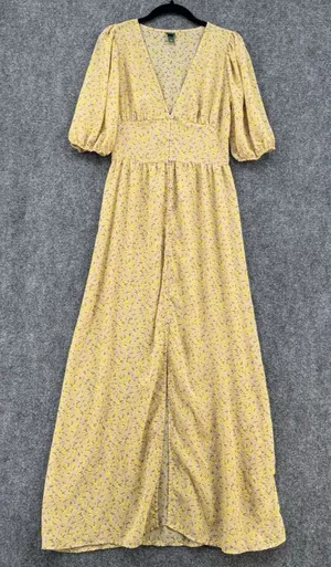 Wild Fable Floral Maxi Dress Button Front Puff Sleeve Boho Cottagecore Duster S thumbnail 1