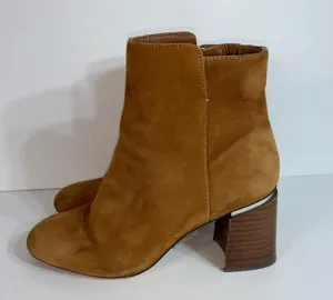 ALDO Gwulia suede ankle Boots Side Zip Block Heel Tan Womens Size 7.5 thumbnail 4