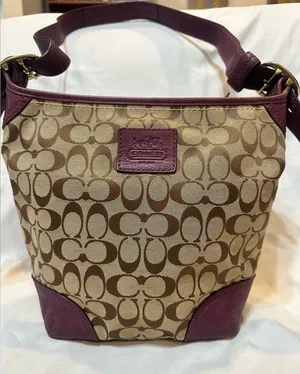 Coach Signature Monogram Canvas and Leather Hobo Shoulder Crossbody bag thumbnail 1