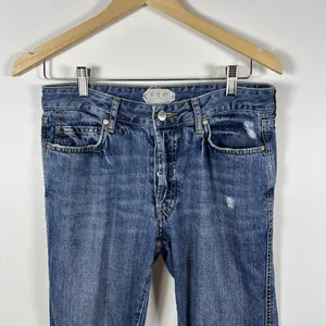 We The Free Jeans Straight Leg Raw Hem Medium Wash Women's Size‎ 25 Boho thumbnail 4