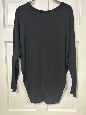 White House Black Market Black V-Neck Knit Top thumbnail 3