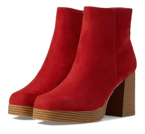 Sugar Women’s Ankle Boots Size 5.5‎ New Red Suede Block Heel Booties thumbnail 1
