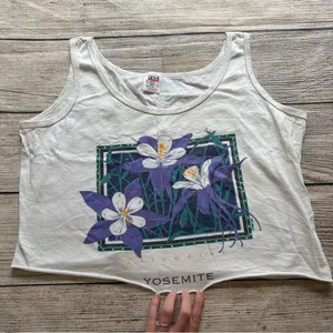 Vintage 90s Yosemite Columbine Cropped Top Womens Large Anvil‎ USA National Park thumbnail 1