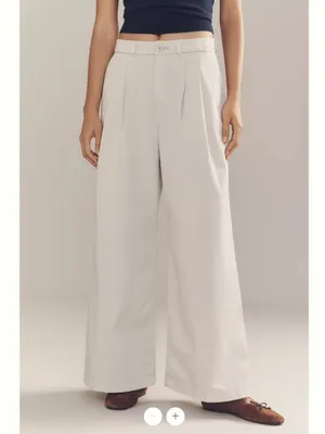 By Anthropologie Low-Rise Pleated Wide-Leg Trousers thumbnail 3