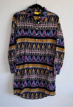 Roller Rabbit Ikat Print Long‎ Sleeve Shirt Dress thumbnail 1