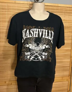 Ultra Flirt black cropped t-shirt tee Nashville Tennessee country music large thumbnail 1