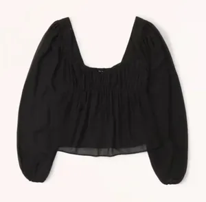 Abercrombie | Sheer Puff Sleeve Sweetheart Neckline Long Sleeve Top‎ in Black XS thumbnail 1