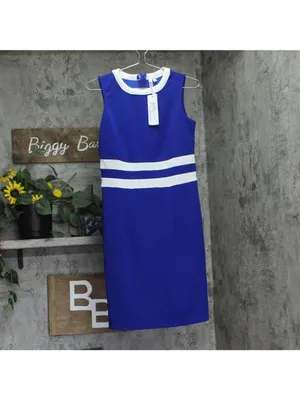 NY Collection Colorblock 2-Piece Dress and Jacket Set Sapphire Blue / White 6P thumbnail 6