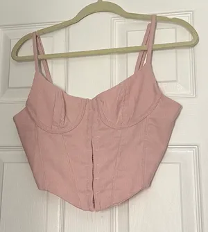 Ribbed Pink Corset Too Size M thumbnail 1