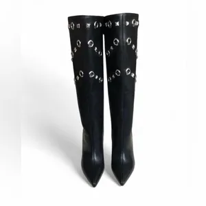 I.N.C. International Concepts Women's Black Saiqa Grommet Knee High Boots 6M thumbnail 3